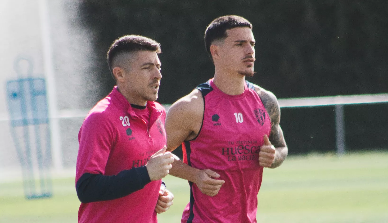 Portillo y Seoane se ejercitan en la Base Aragonesa. Foto: SD Huesca