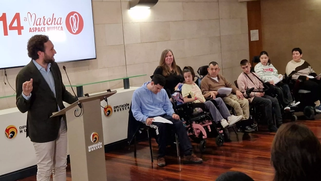 Isaac Claver. Presentación de la 14ª Marcha Aspace Huesca. Foto Myriam Martínez