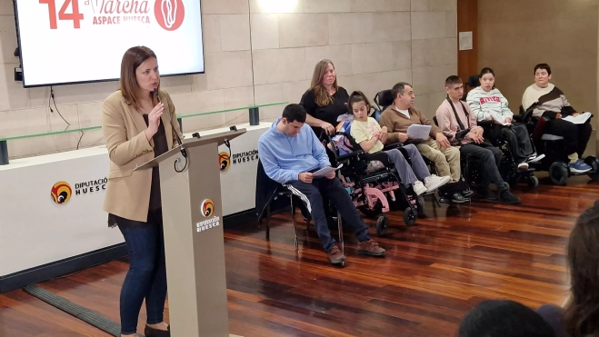 Mónica Soler. Presentación de la 14ª Marcha Aspace Huesca. Foto Myriam Martínez