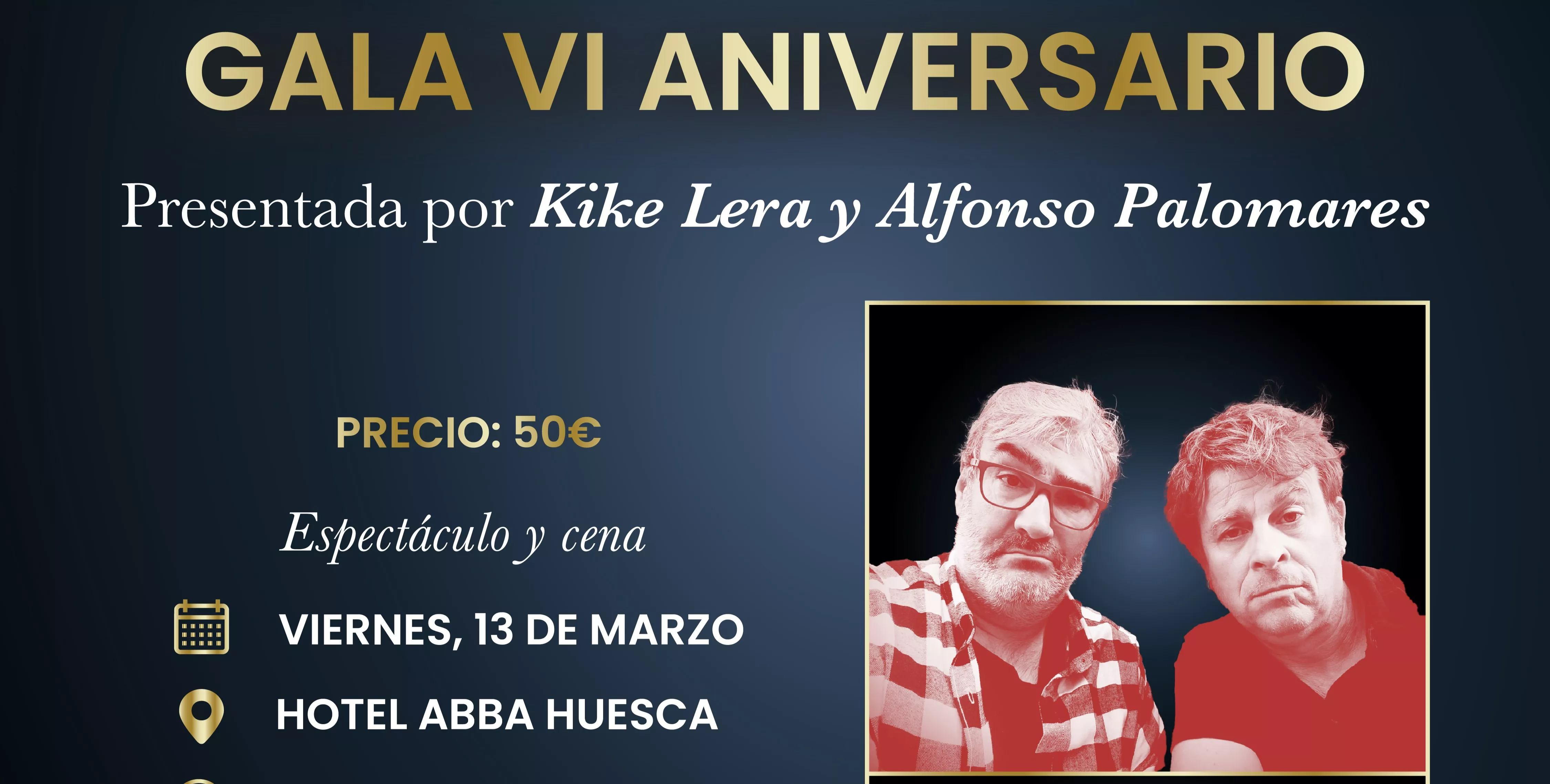 Cartel de la cena de BNI Huesca Innovación en el Hotel Abba este viernes 13 de marzo