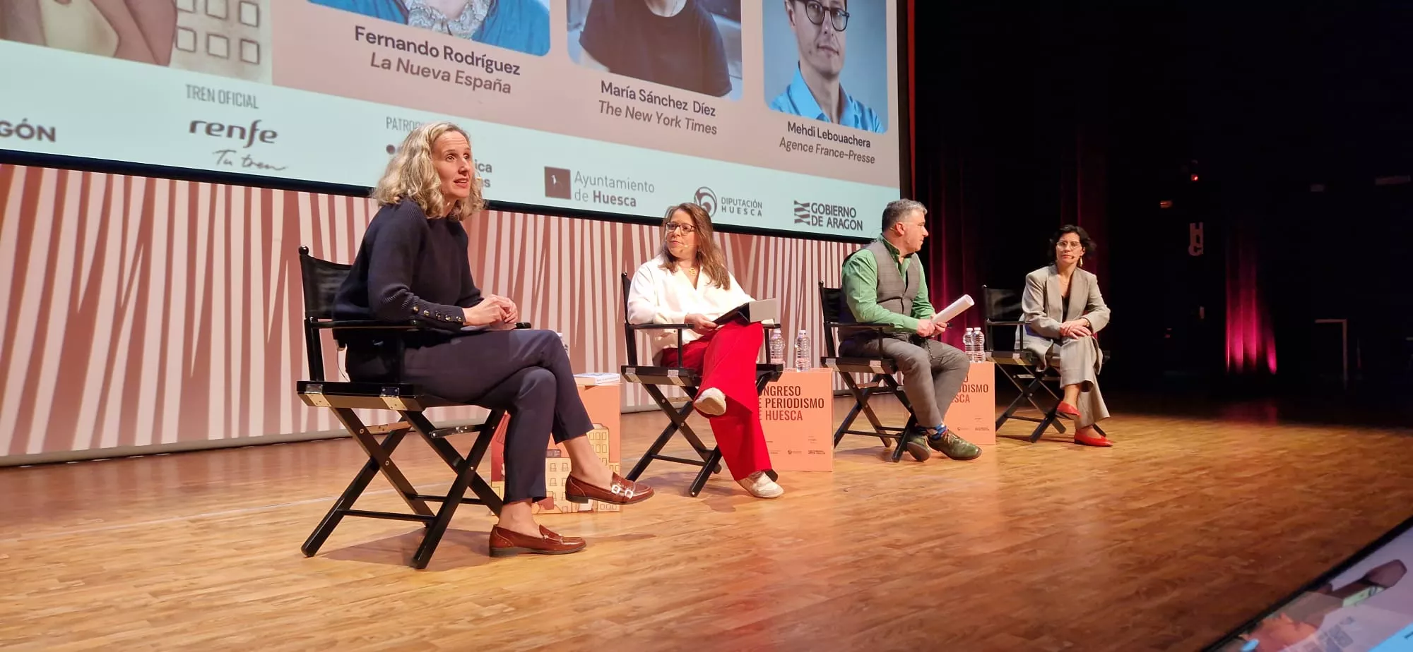 Pilar Balet, Mar Cabra, Fernando Rodríguez y María Sánchez. Del estrés al burnout: cómo afrontar los problemas de salud mental en las redacciones. Foto Myriam Martínez