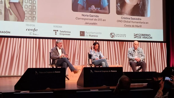 Ángel Gonzalo, Cristina Saavedra y Kayed Hammad. Foto Myriam Martínez