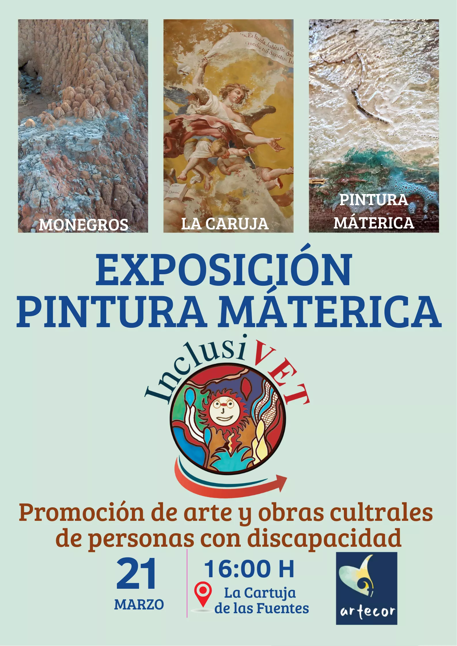 Cartel de la exposición matérica de arte
