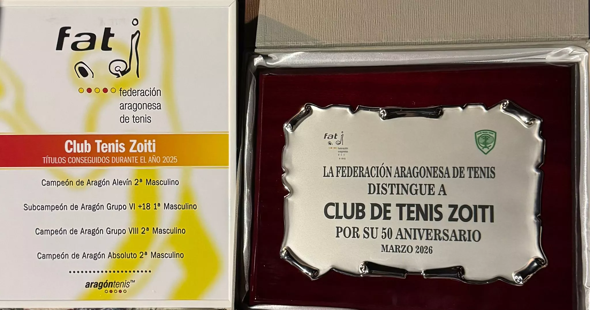 La placa de la Federación y los éxitos deportivos.