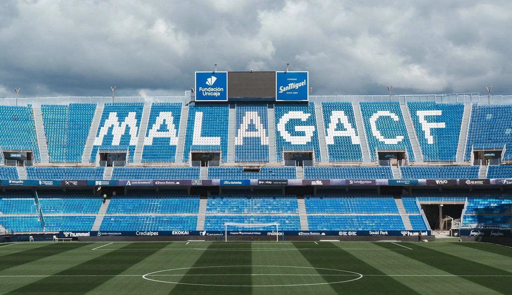 Estadio La Rosaleda, escenario del partido del Huesca. Estas son las alineaciones del Málaga-SD Huesca: Laquintana, titular. Foto: SDH