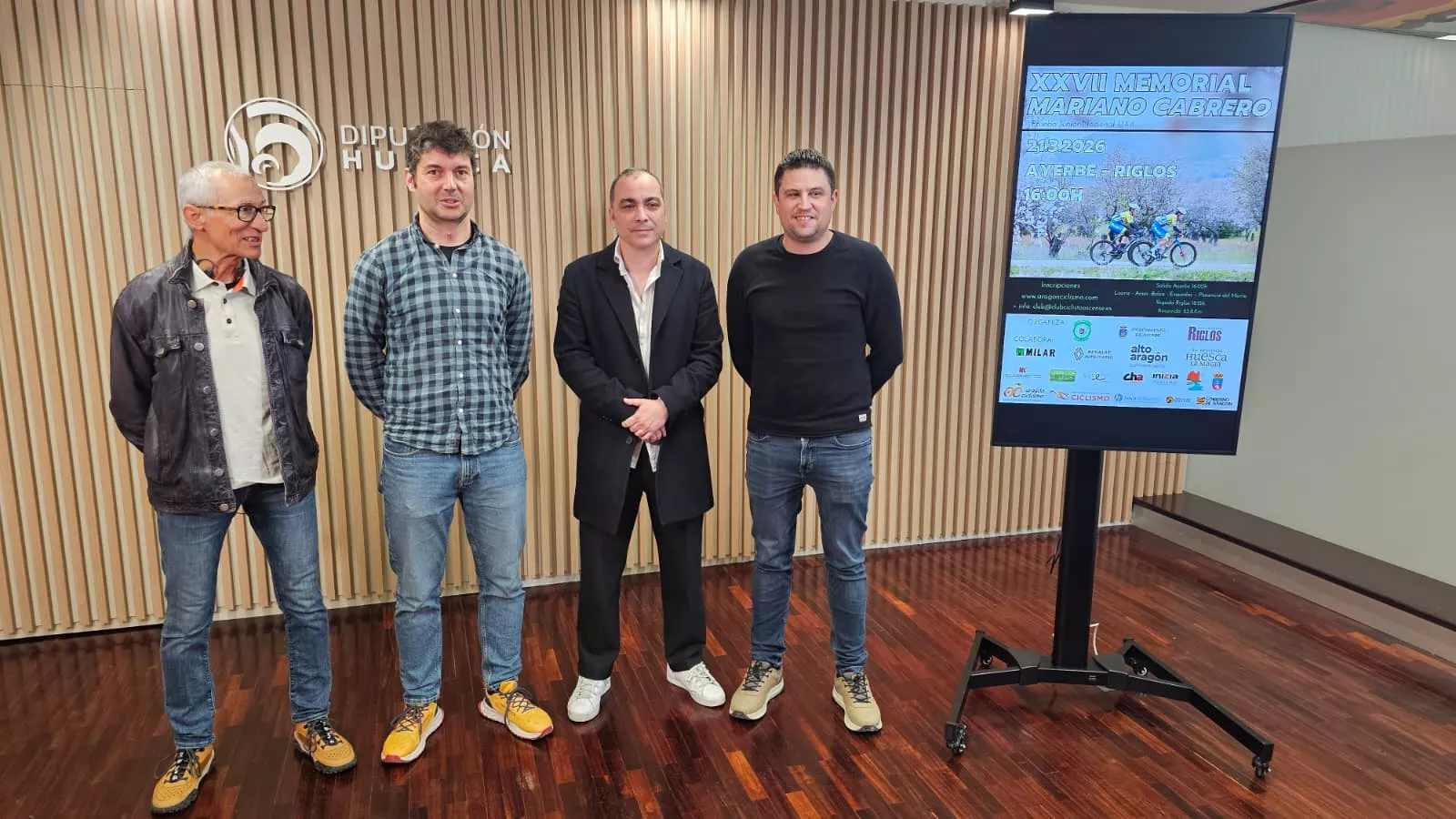 José Manuel Ballarín, Miguel Bergua, Carlos Sampériz y Antonio Biescas en la presentacón del 27 Memorial Mariano Cabrero