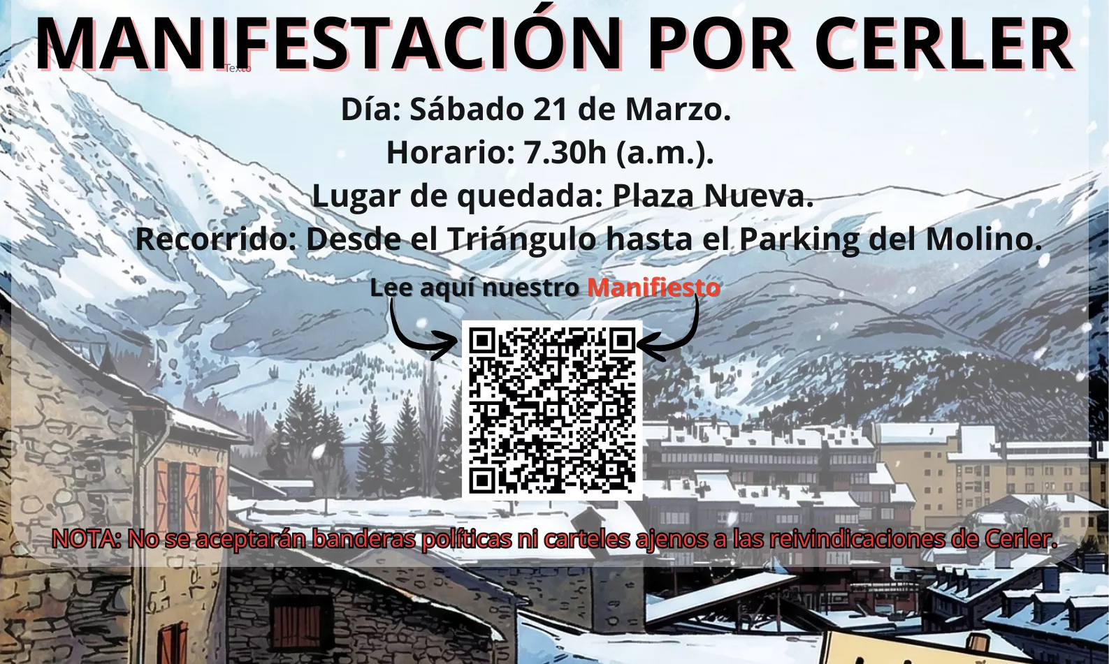 Cartel de Cerler ya no puede más,  manifestación este sábado desde el orgullo para denunciar el abandono "más absoluto"