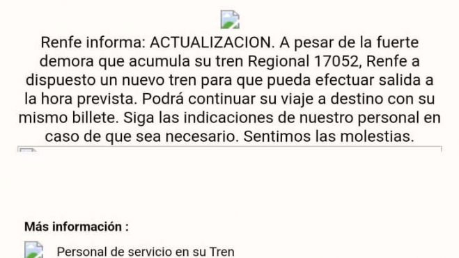 ...Pero Renfe pone otro tren para el horario previsto que parte de Zaragoza. Reacción inmediata ...Pero Renfe pone otro tren para el horario previsto que parte de Zaragoza. Reacción inmediata