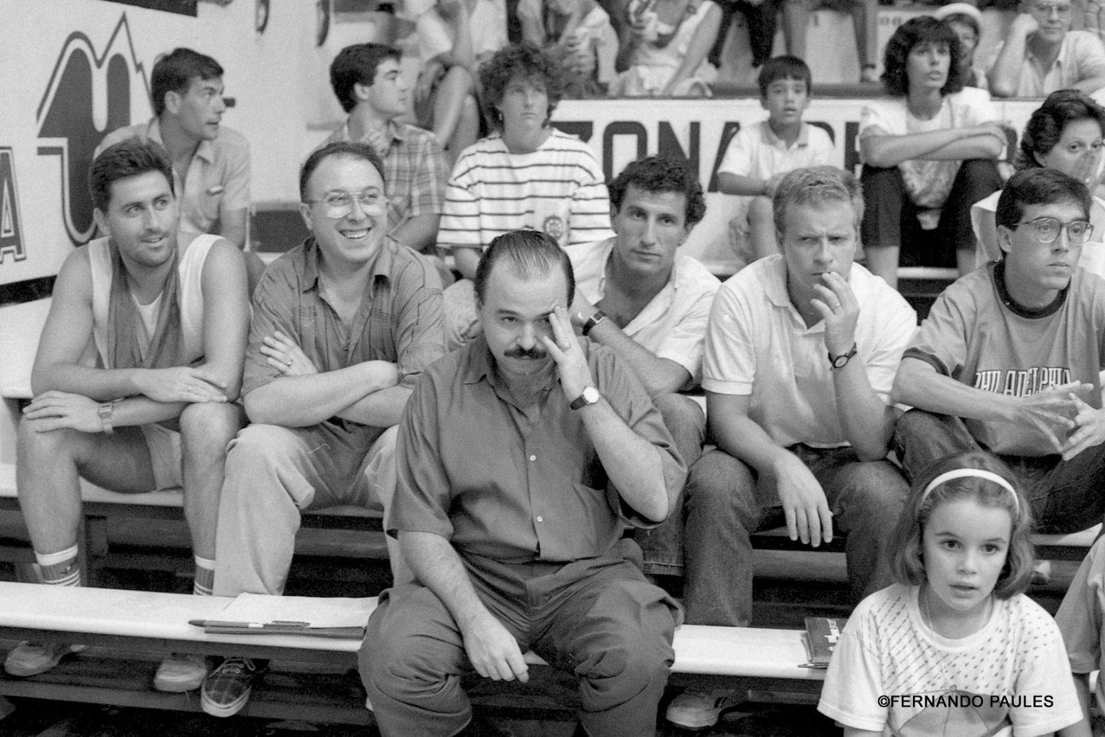 José Manuel Porquet en primer plano. Detrás, Petón, José Luis Trallero y José María Pardina. Un periodismo que marcó una época. Foto Fernando Paúles