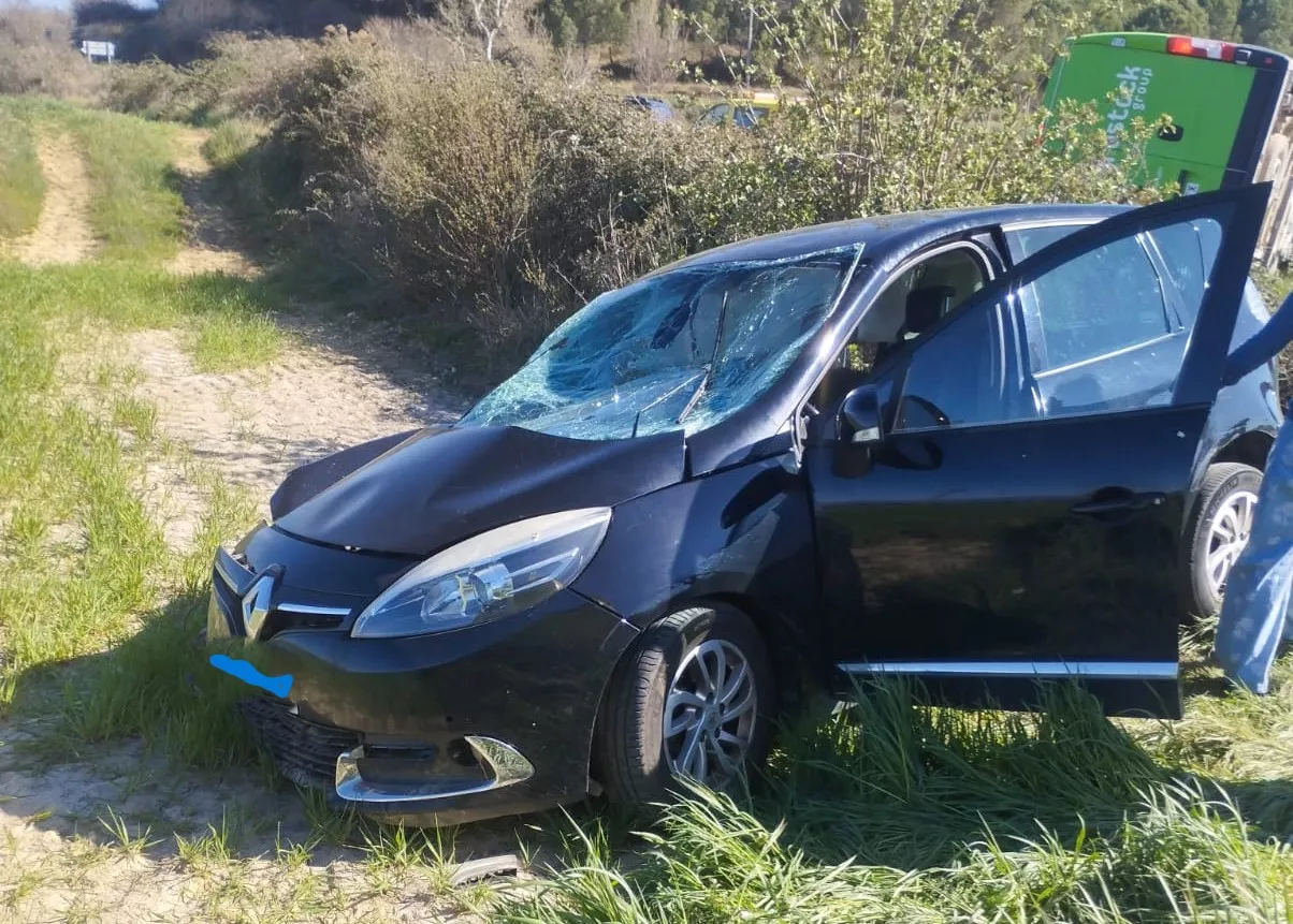 Accidente registrado este miércoles en Alcalá del Obispo.