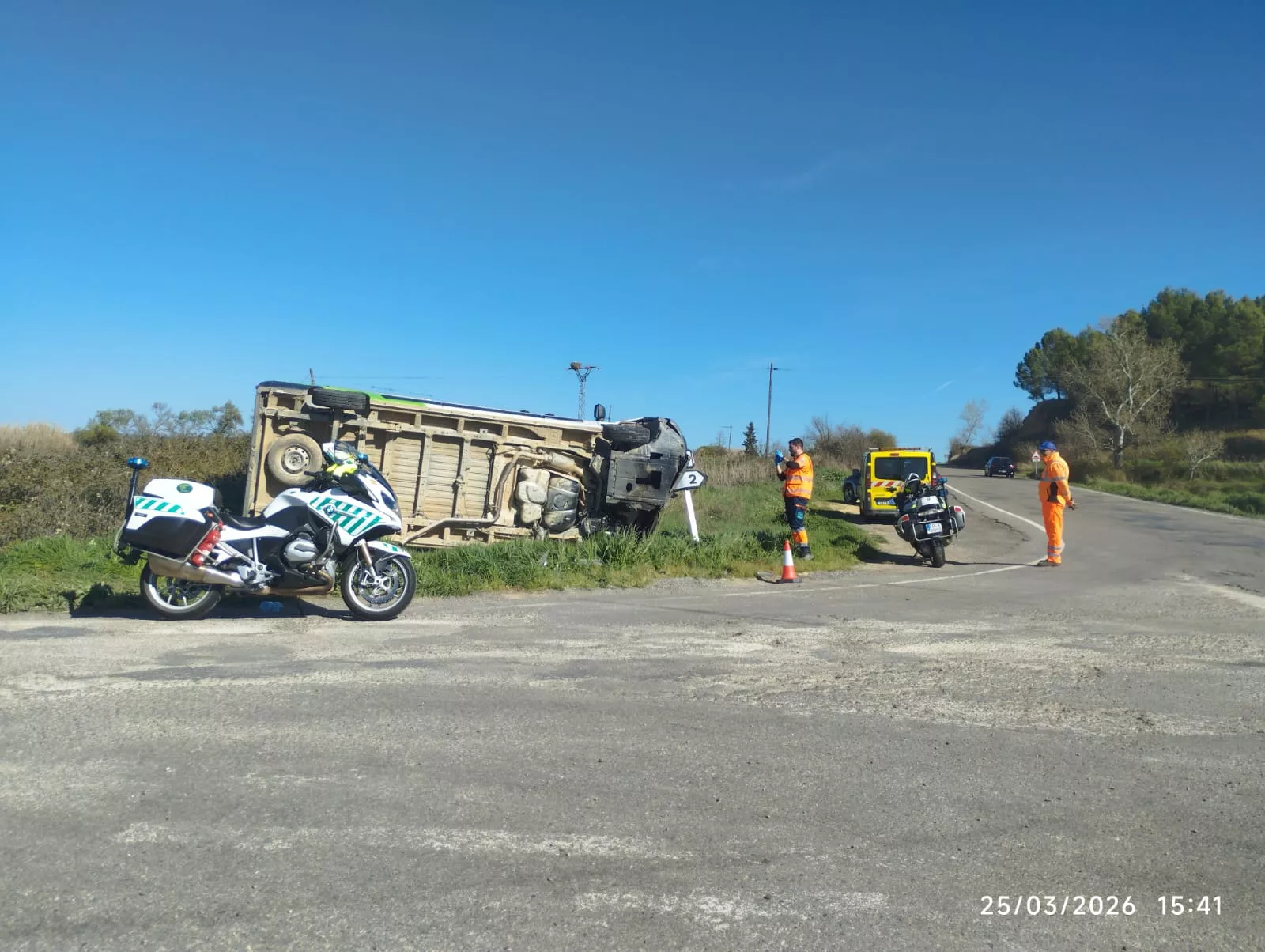 Accidente registrado este miércoles en Alcalá del Obispo.