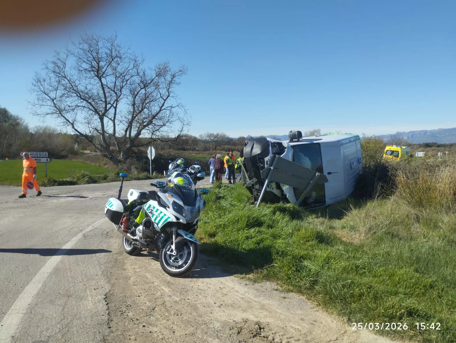 Accidente registrado este miércoles en Alcalá del Obispo.