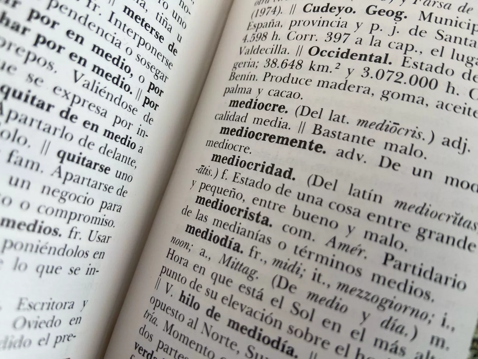 Término mediocridad en el diccionario