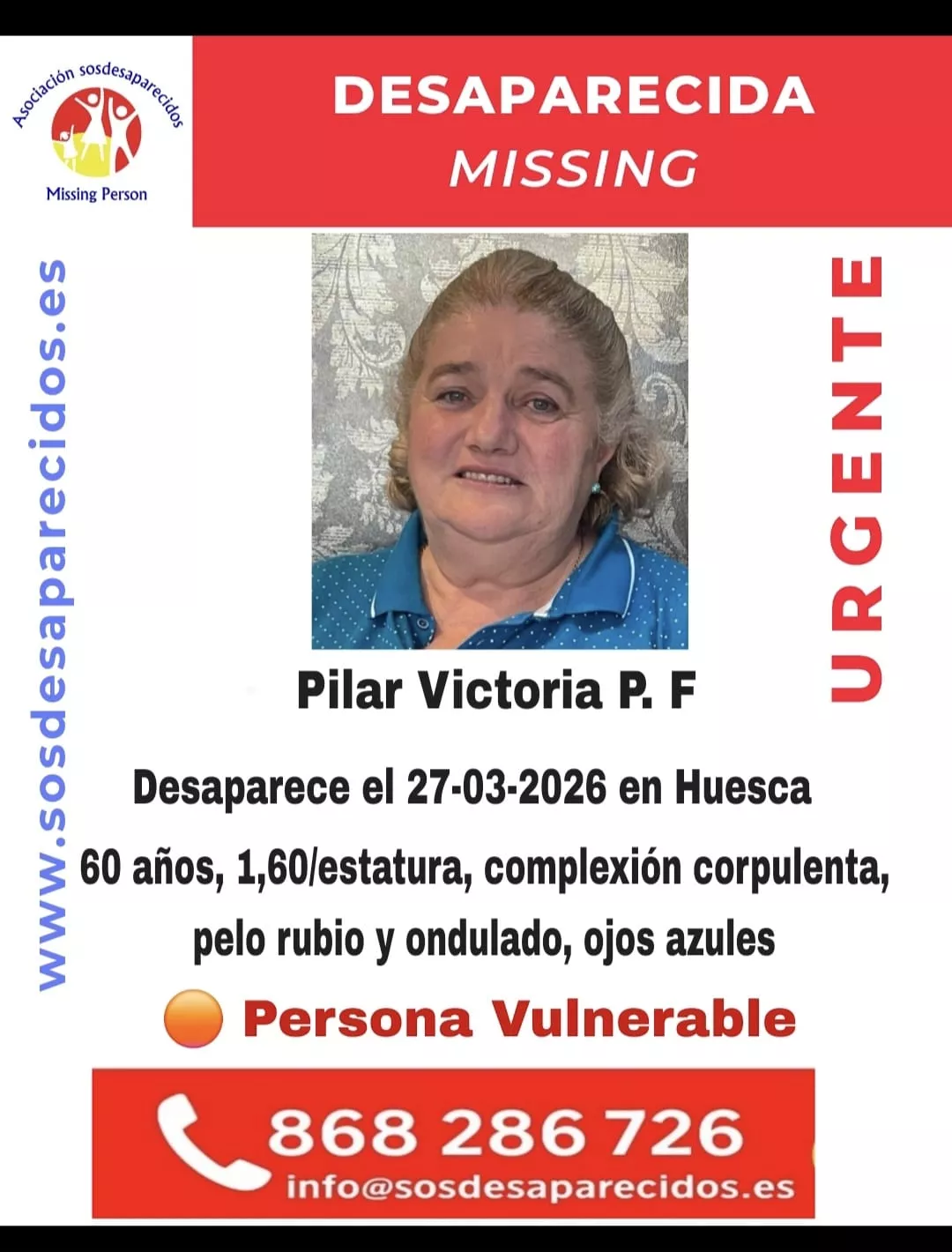 Buscan a una vecina de Huesca desaparecida desde finales de marzo.