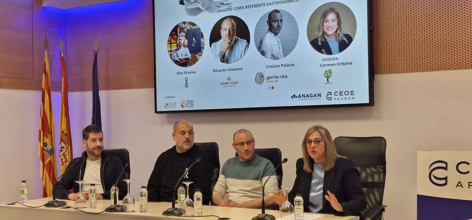 u, Eduardo Salanova, Cristian Palacio y Carmen Urbano en el III Foro Gastronómico: la apuesta por el turismo innovador y vertebrador