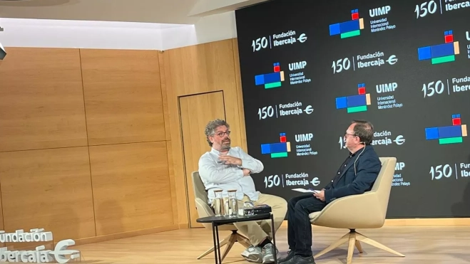Sergio del Molino y José Domingo Dueñas durante la presentación de 'La hija'. Foto Mercedes Manterola