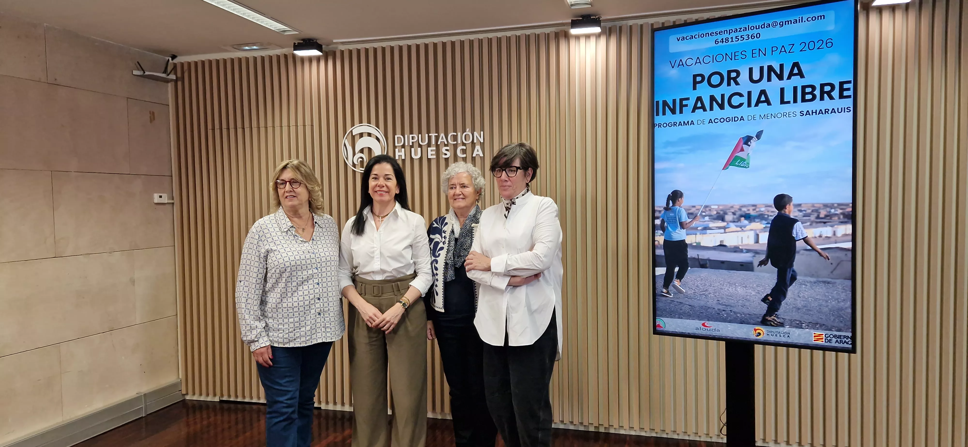 Pilar Abió, Gemma Begués, Loli Crespo y Lola Ibort. ‘Vacaciones en Paz’ necesita cinco familias más en Huesca Foto Myriam Martínez