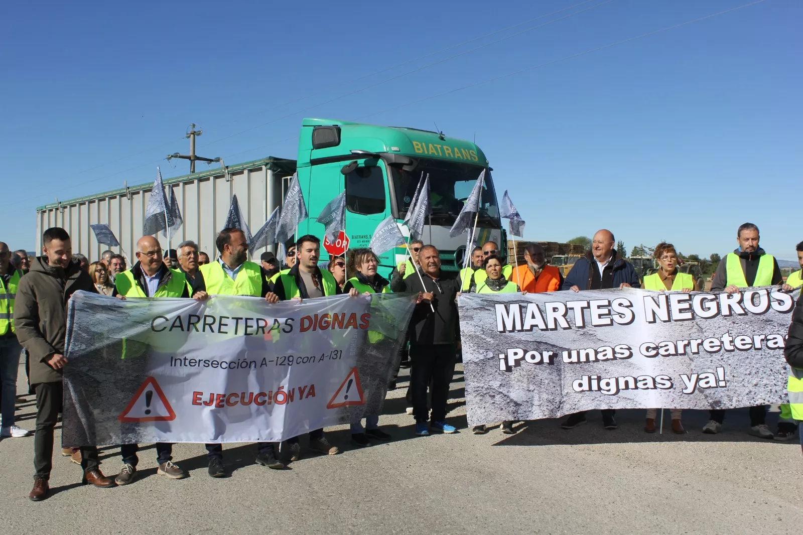Primer “martes negro” en Sariñena para reclamar actuaciones urgentes en carreteras,