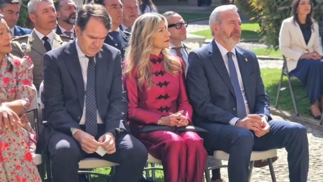 Jorge Azcón con los consejeros en funciones Mar Vaquero, Roberto Bermúdez de Castro y Carmen Susín