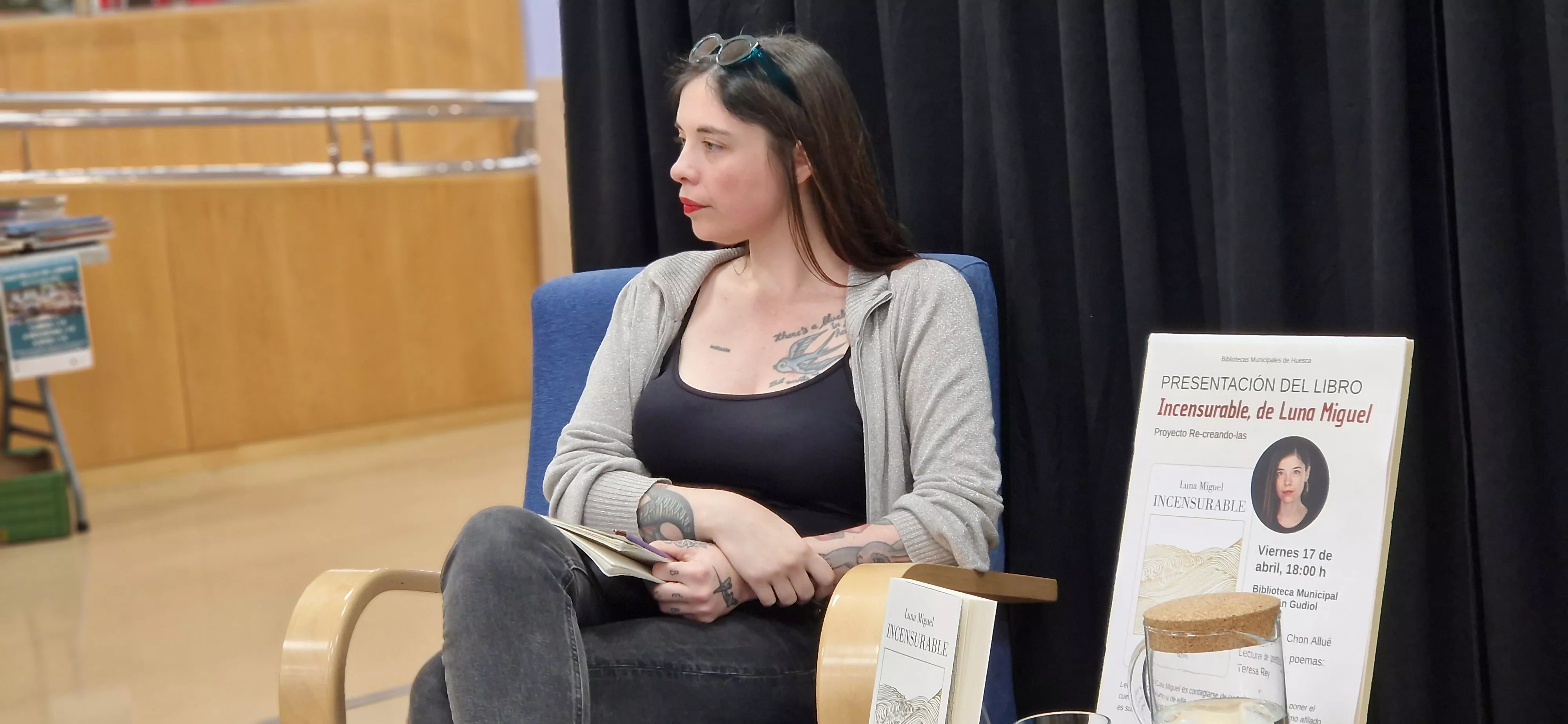 Luna Miguel en la Biblioteca Durán Gudiol de Huesca. Foto Myriam Martínez