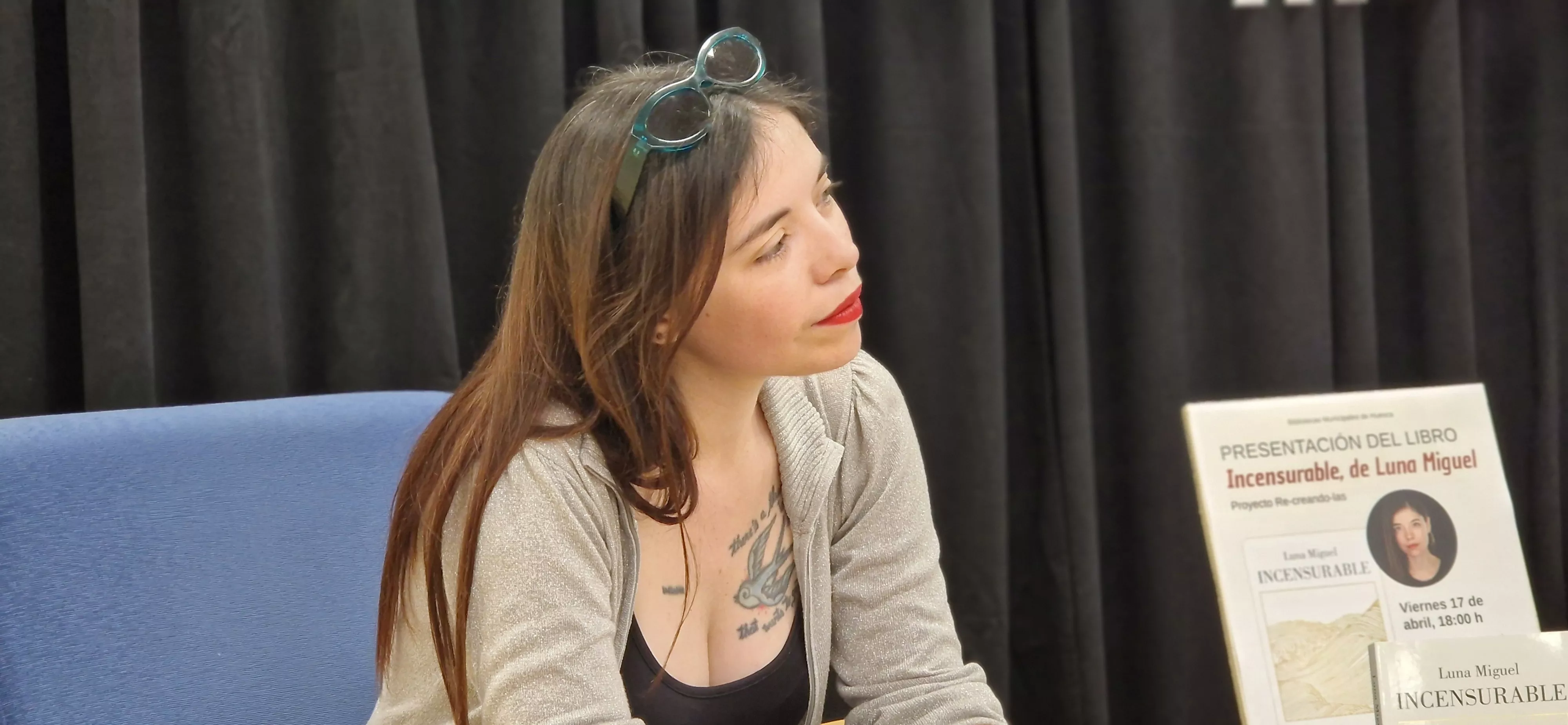 Luna Miguel en la Biblioteca Durán Gudiol de Huesca. Foto Myriam Martínez