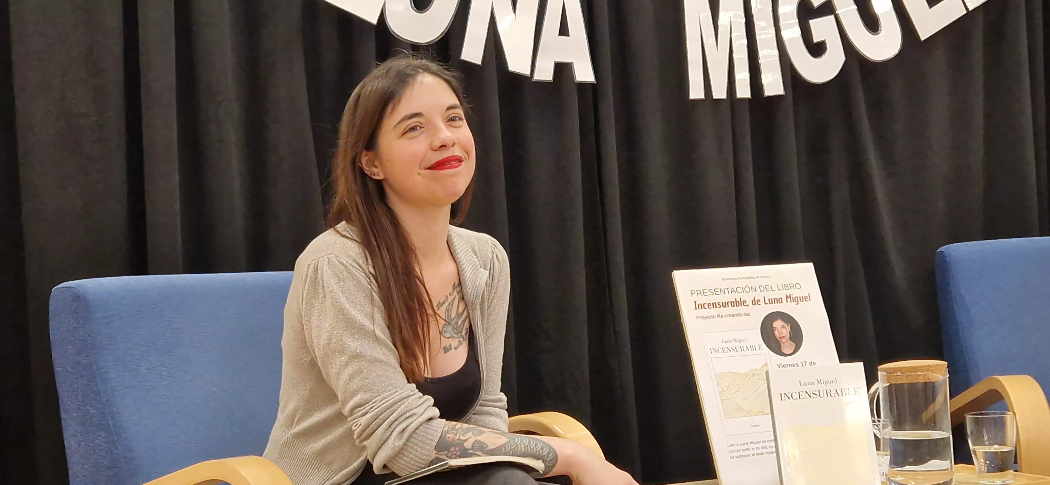 Luna Miguel en la Biblioteca Durán Gudiol de Huesca. Foto Myriam Martínez