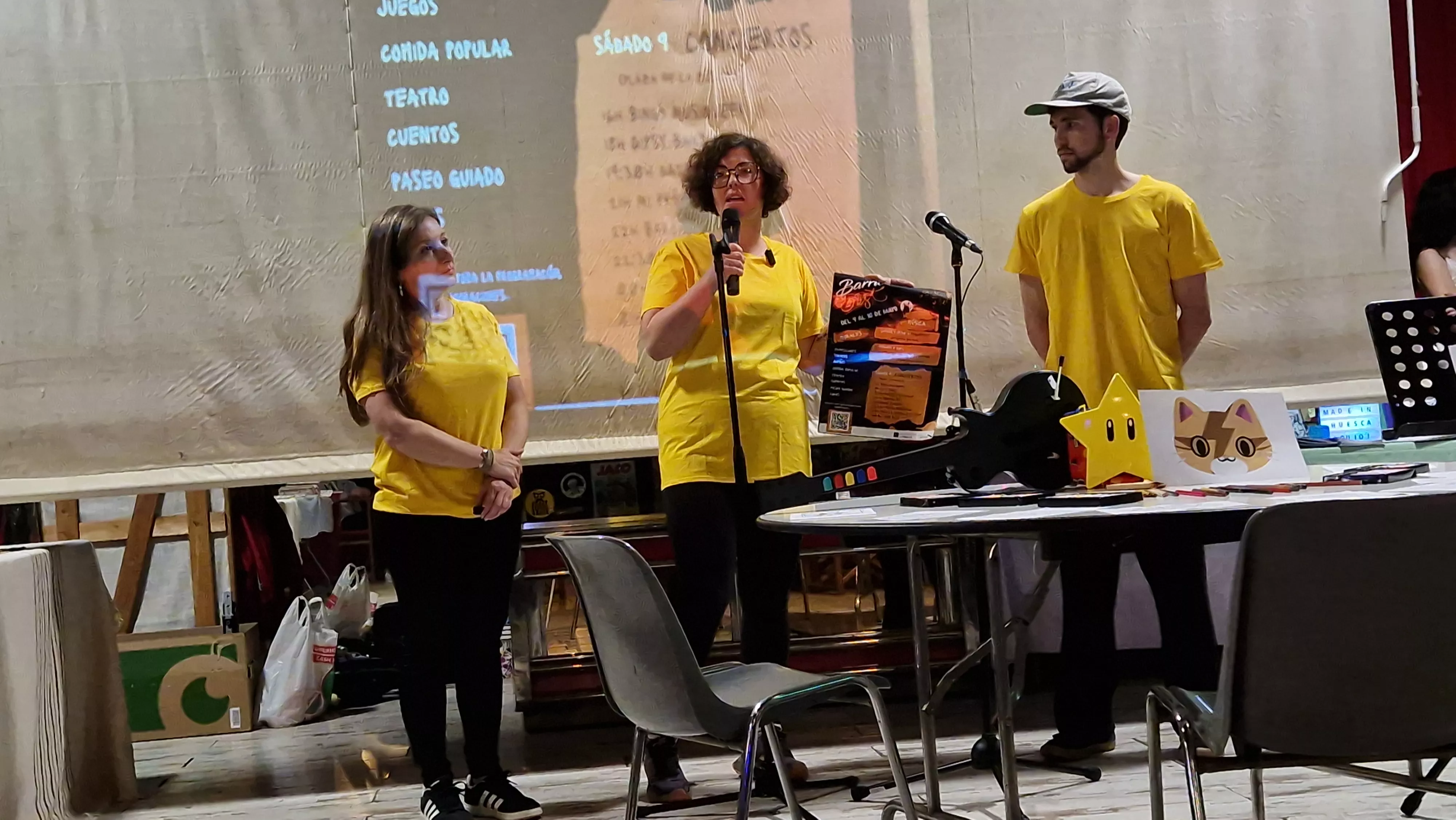 Rachel Vidal, Minia Díaz y Dimas Insa, presentación de Barriofest y Garrampa Fest en la Catalítica. Foto Myriam Martínez