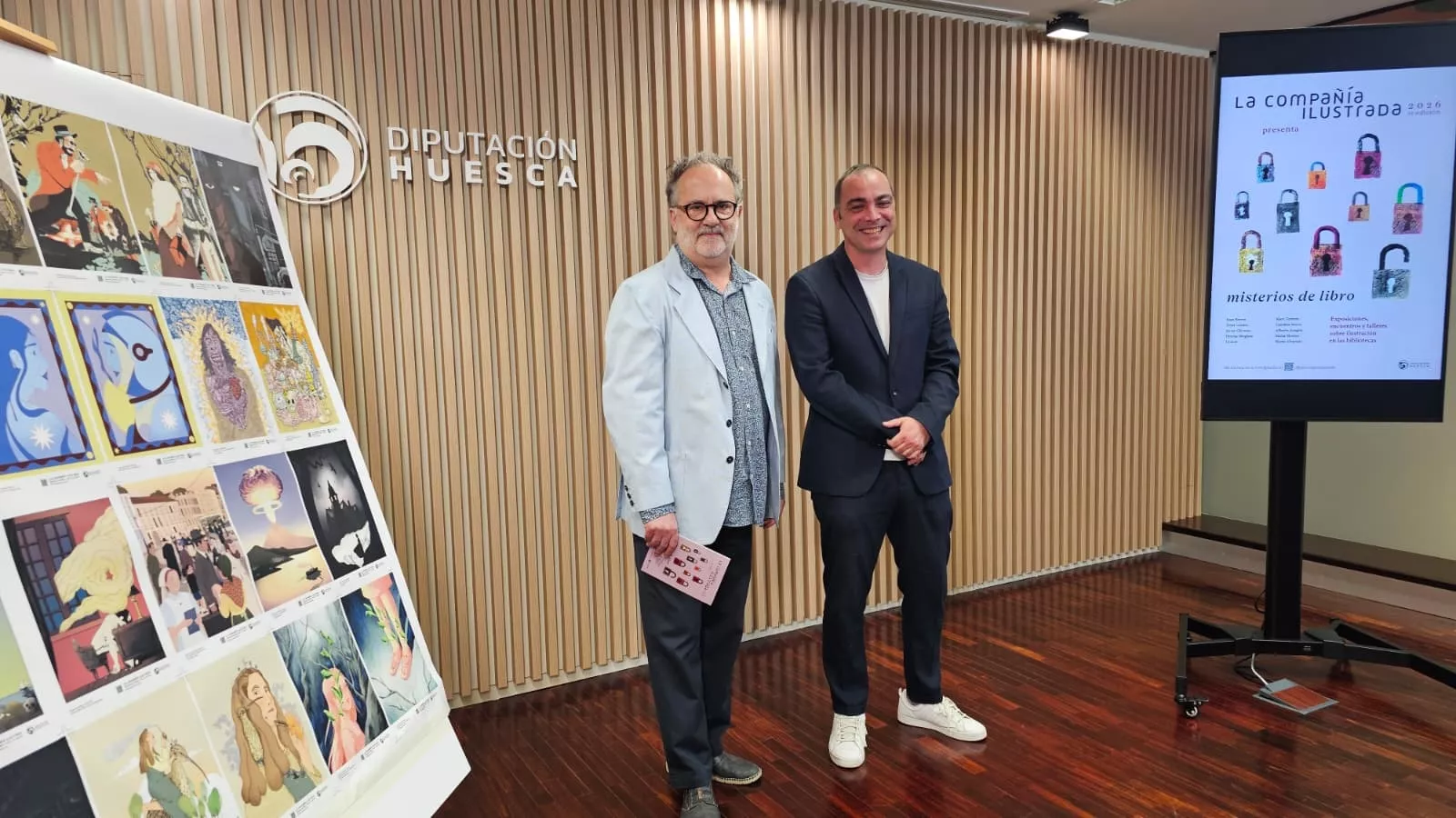 Carlos Grasa y Carlos Sampériz durante la presentación de una nueva edición de La Compañía Ilustrada.