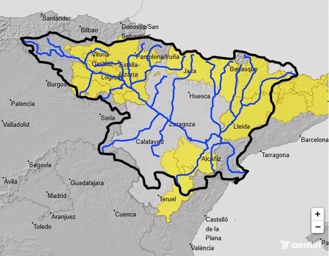 La CHE alerta de posibles crecidas súbitas en barrancos del norte de Huesca por riesgo de tormentas.