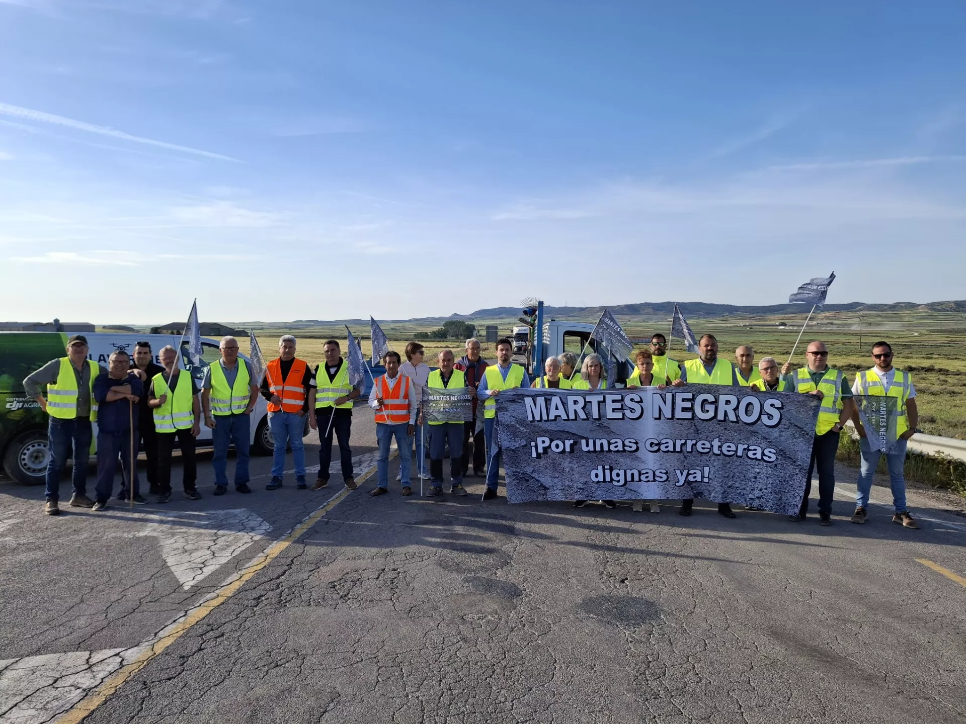 Reclaman más seguridad en las obras de la A-230 durante el segundo “Martes Negro” en Los Monegros.