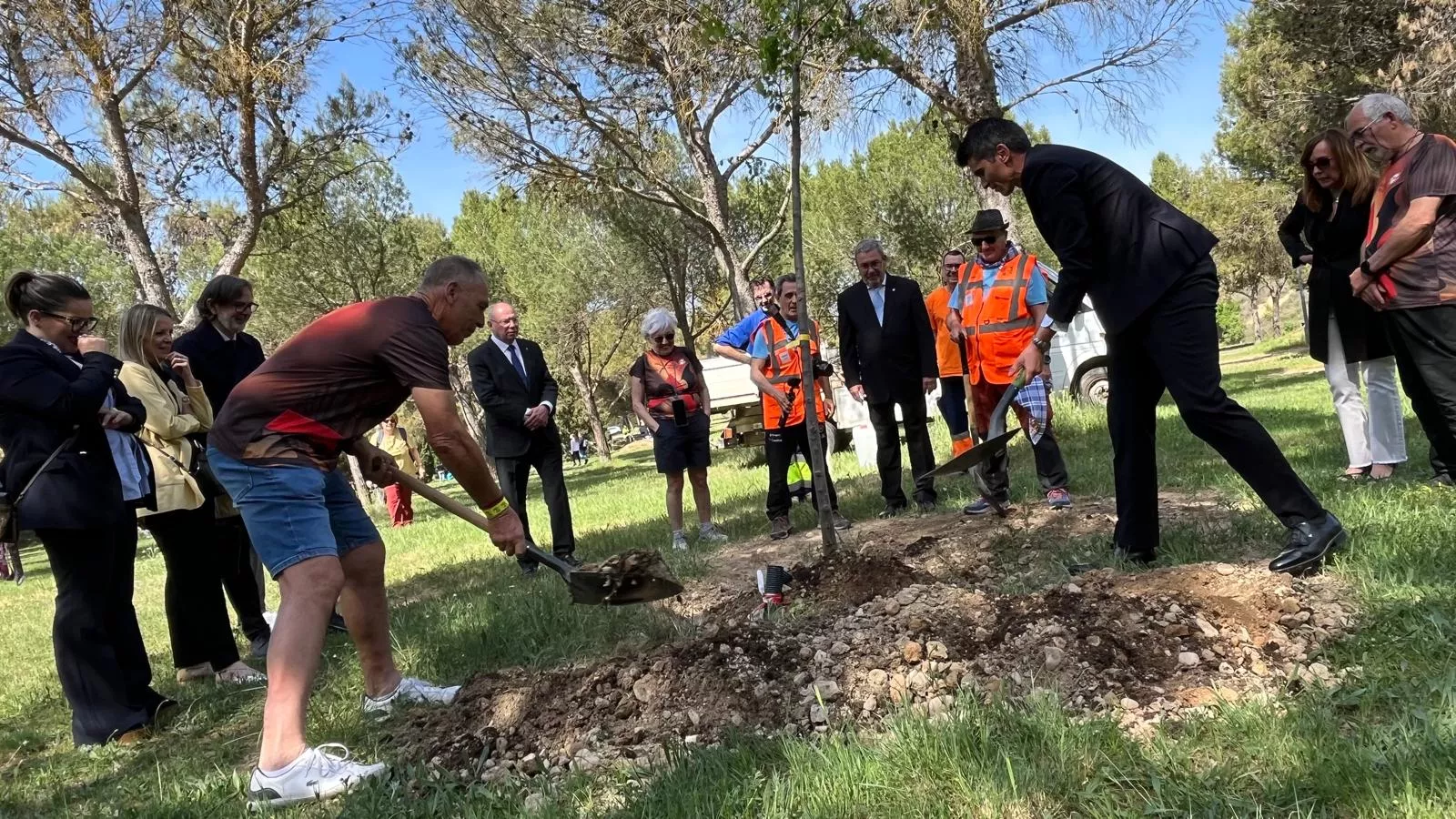 Plantación de un árbol en el cerro de San Jorge en el 25 aniversario de la Jorgeada. Foto Mercedes Manterola
