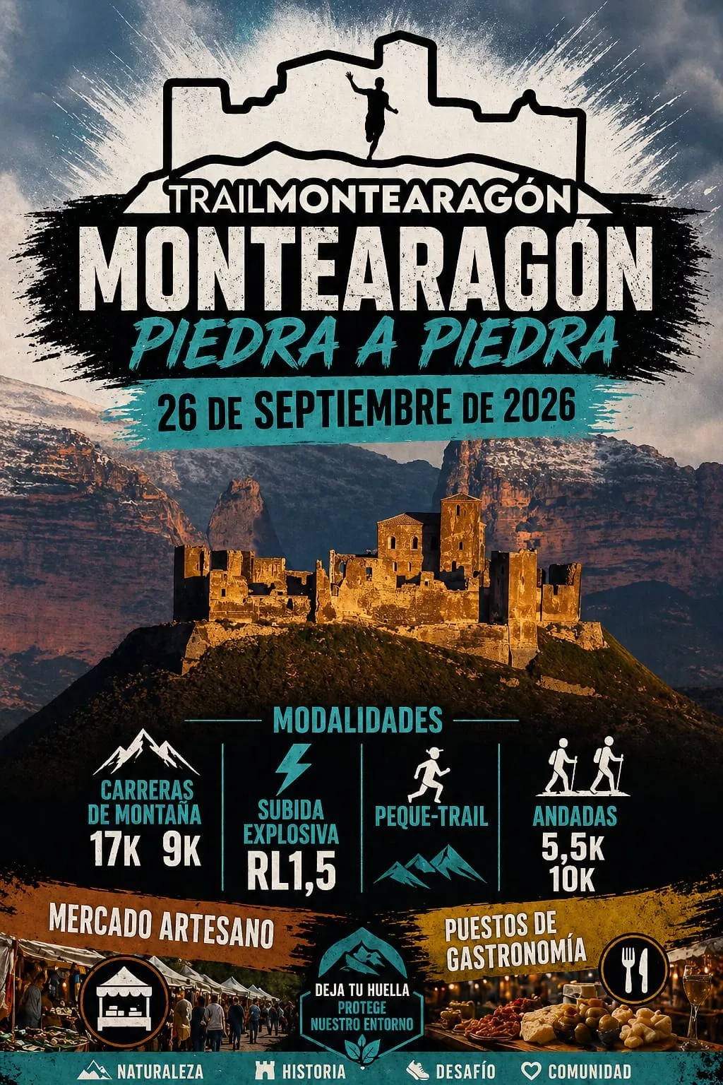 Cartel del evento en torno al Castillo de Montearagón.