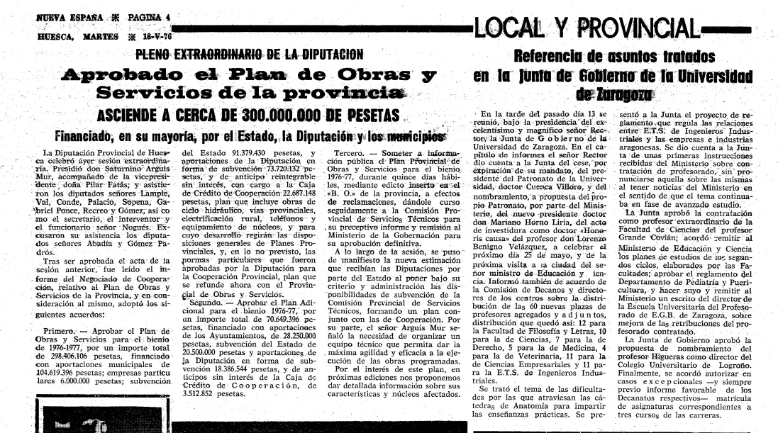 Noticia de la aprobación del POS de 1976 77