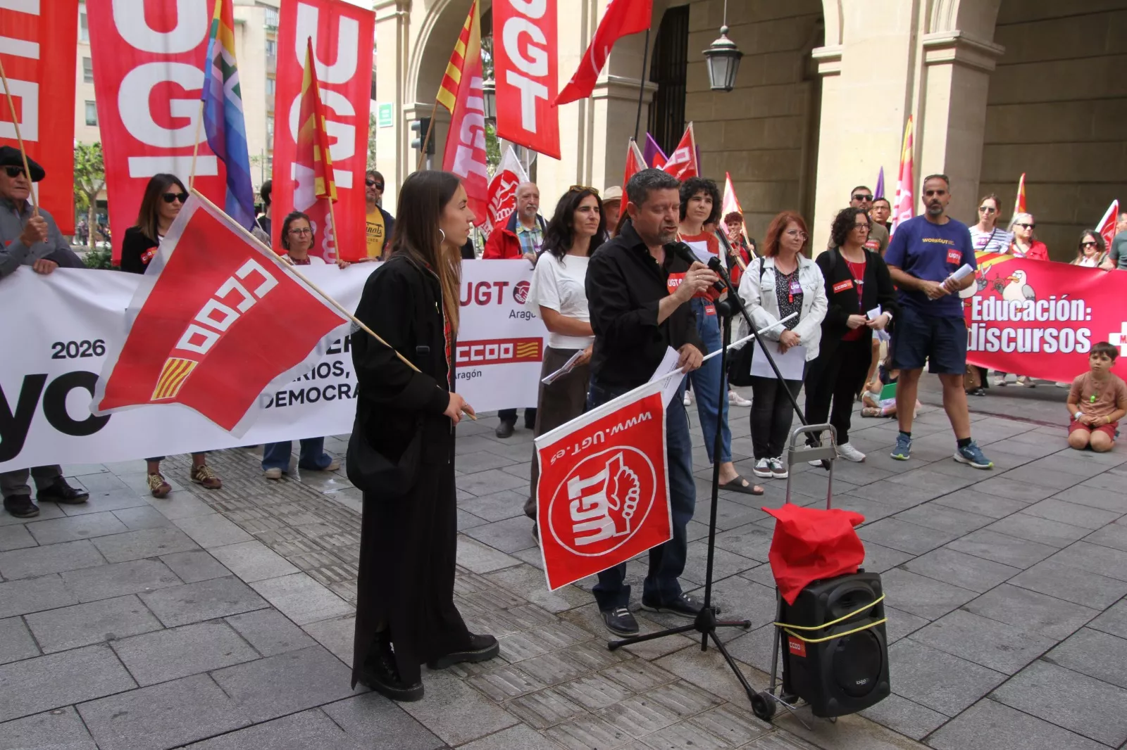 Manifestación del 1º de Mayo de UGT y CCOO en Huesca. Foto Carlos Neofato