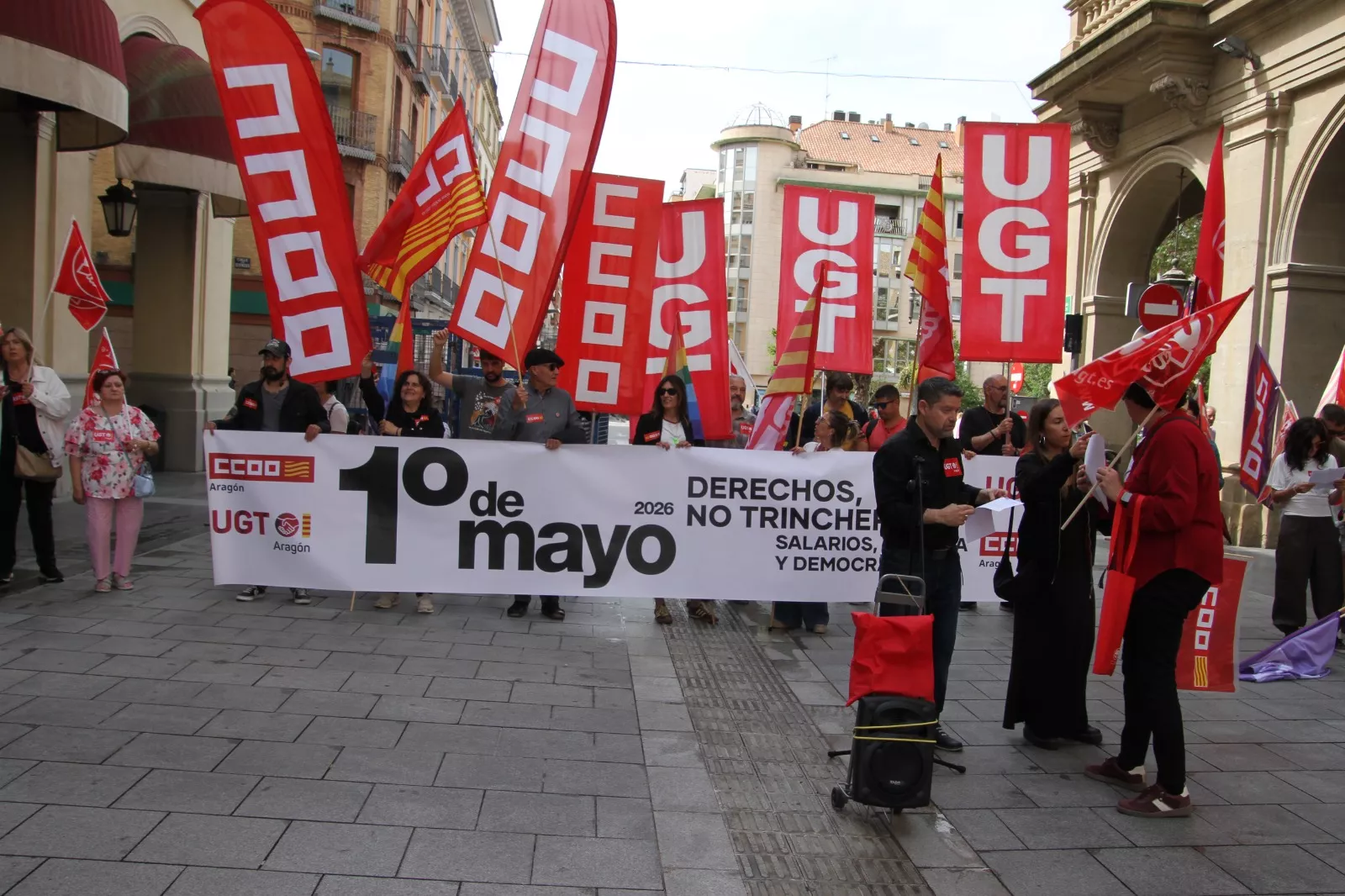 Manifestación del 1º de Mayo de UGT y CCOO en Huesca. Foto Carlos Neofato
