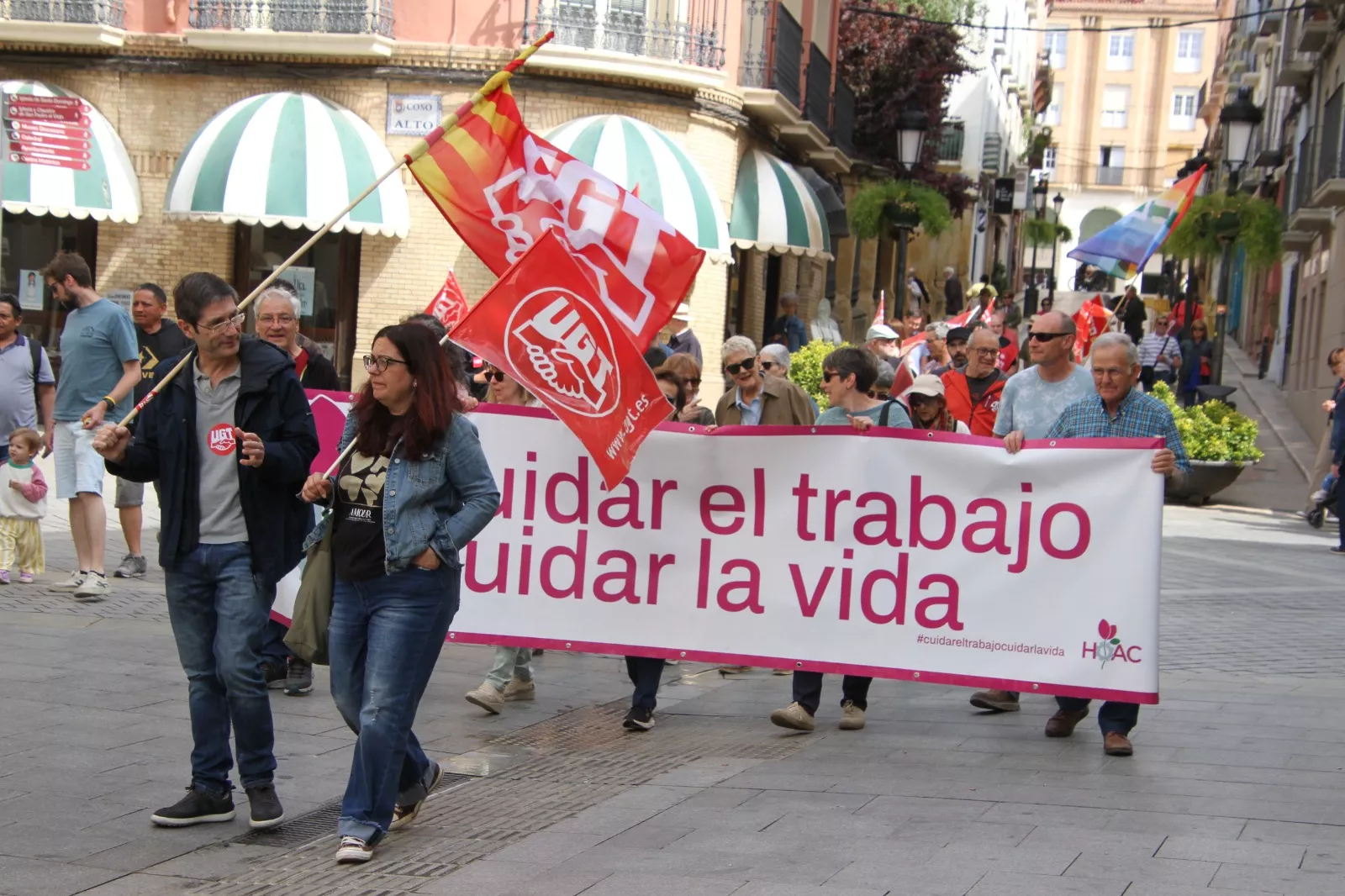 Manifestación del 1º de Mayo de UGT y CCOO en Huesca. Foto Carlos Neofato