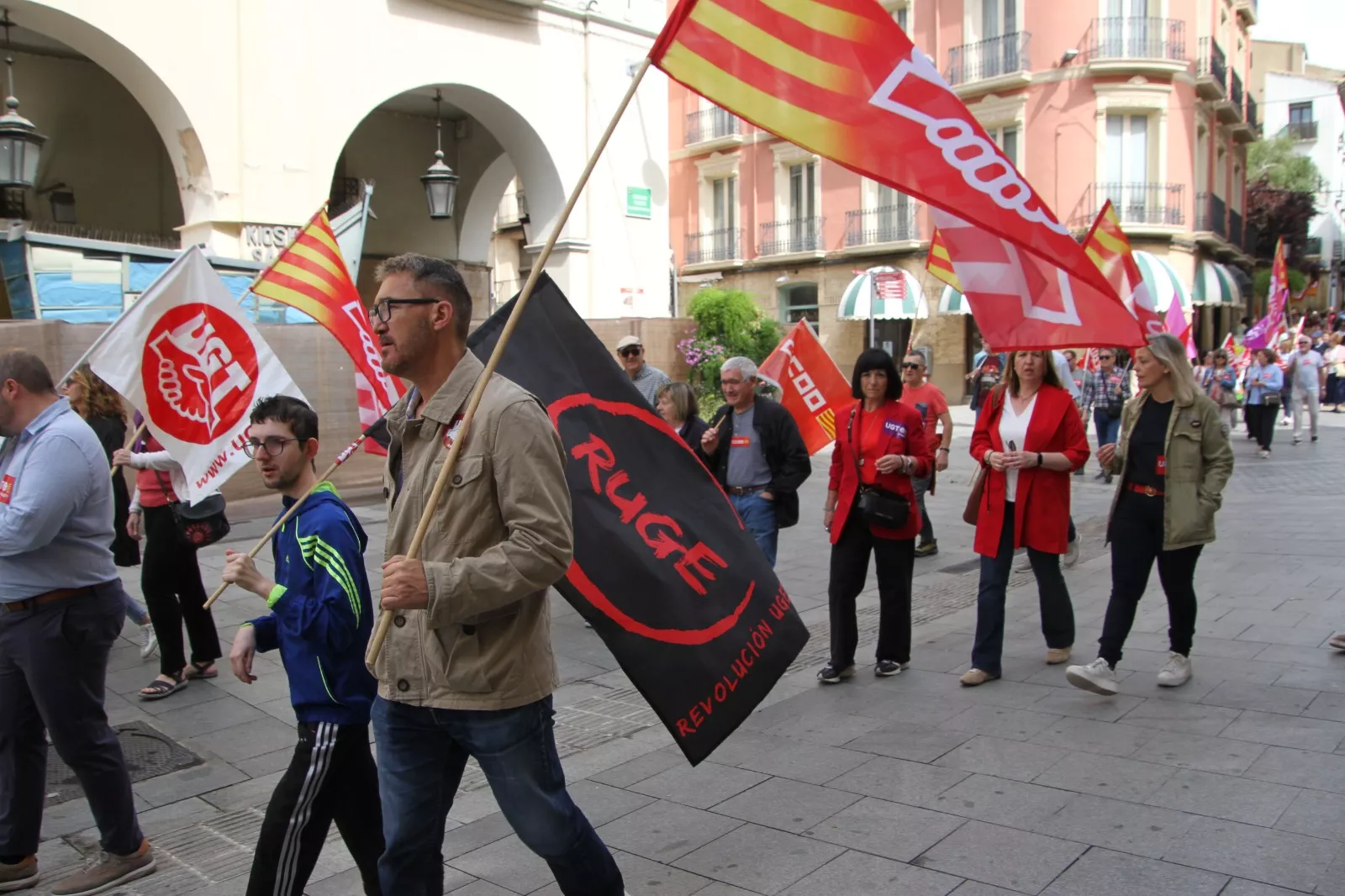 Manifestación del 1º de Mayo de UGT y CCOO en Huesca. Foto Carlos Neofato