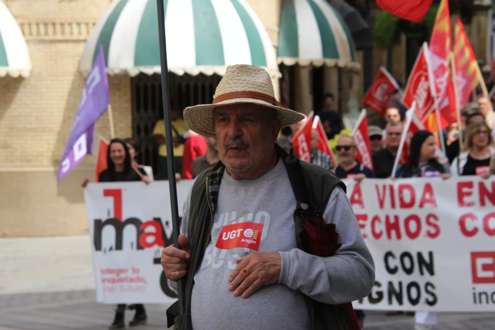 Manifestación del 1º de Mayo de UGT y CCOO en Huesca. Foto Carlos Neofato