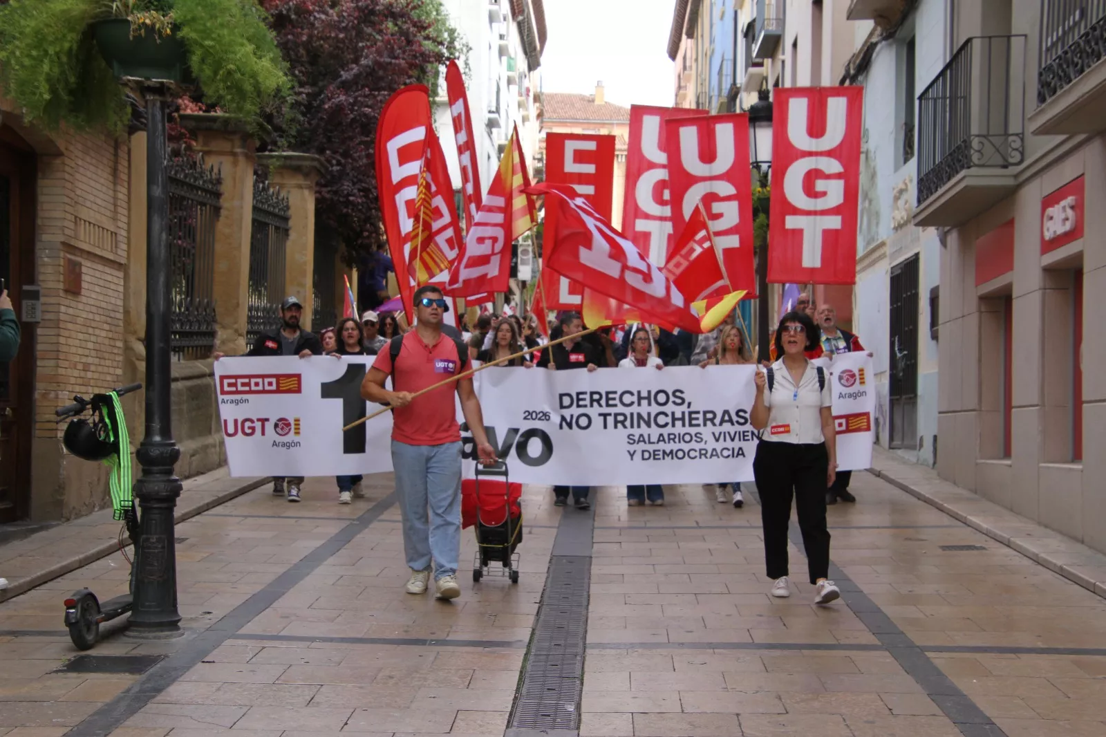 Manifestación del 1º de Mayo de UGT y CCOO en Huesca. Foto Carlos Neofato
