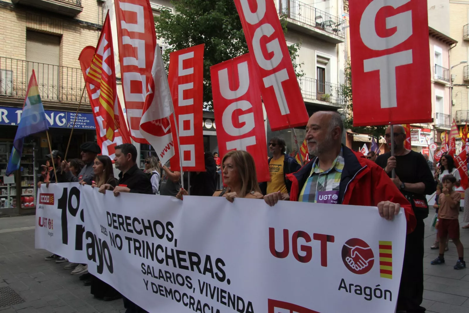 Manifestación del 1º de Mayo de UGT y CCOO en Huesca. Foto Carlos Neofato