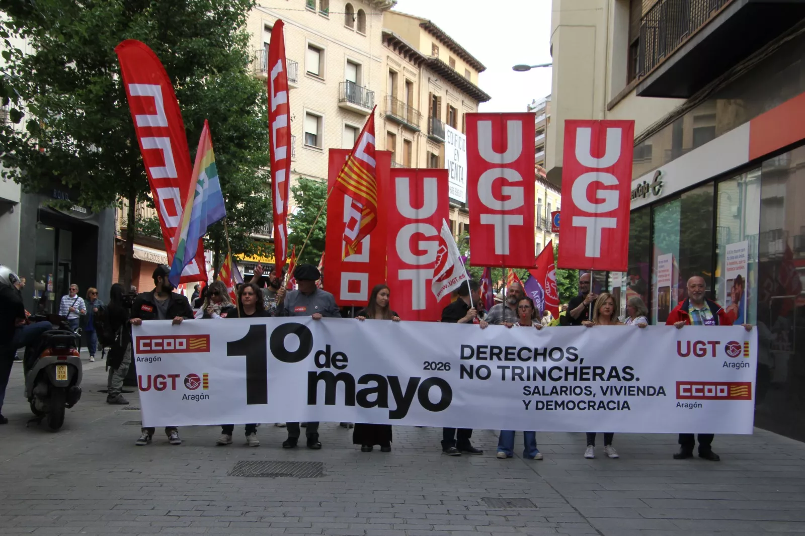Manifestación del 1º de Mayo de UGT y CCOO en Huesca. Foto Carlos Neofato