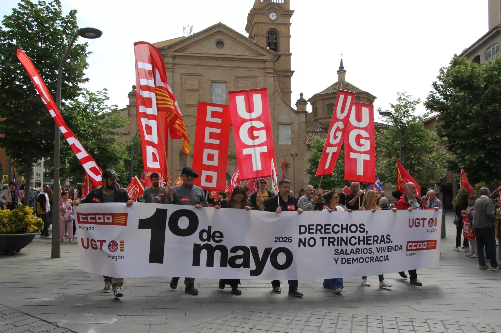 Manifestación del 1º de Mayo de UGT y CCOO en Huesca. Foto Carlos Neofato