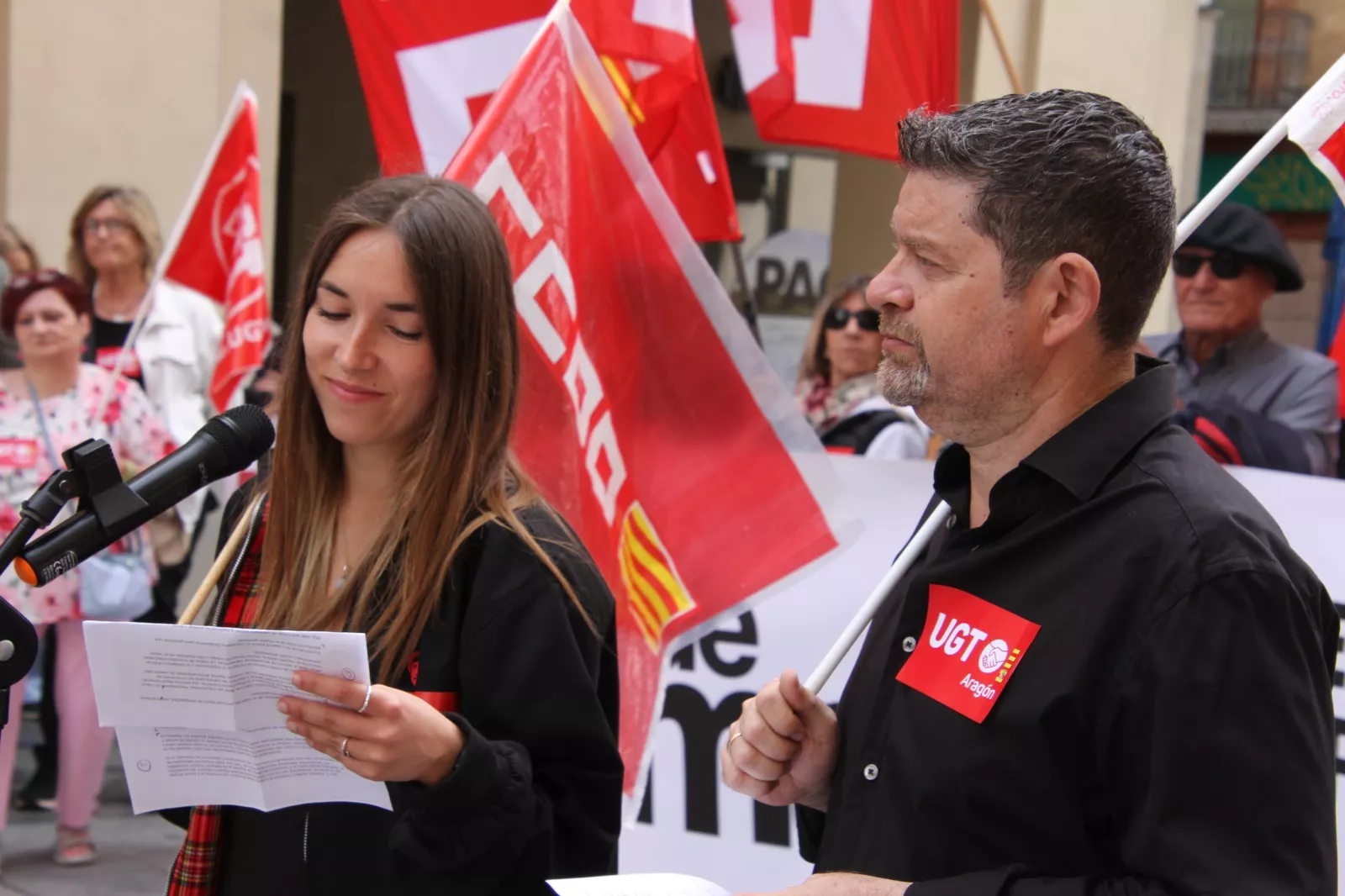 Manifestación del 1º de Mayo de UGT y CCOO en Huesca. Foto Carlos Neofato