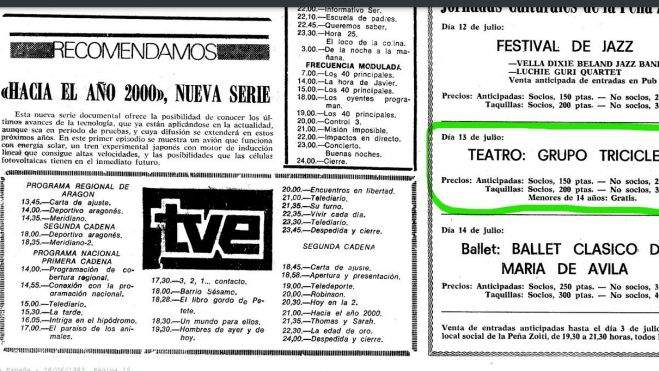 Anuncio de la actuación en La Nueva España, el periódico de Huesca Anuncio de la actuación en La Nueva España, el periódico de Huesca