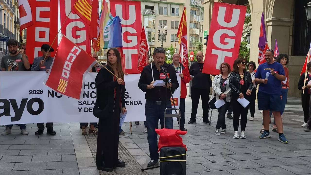 UGT y CCOO toman la calle en Huesca por el Primero de Mayo