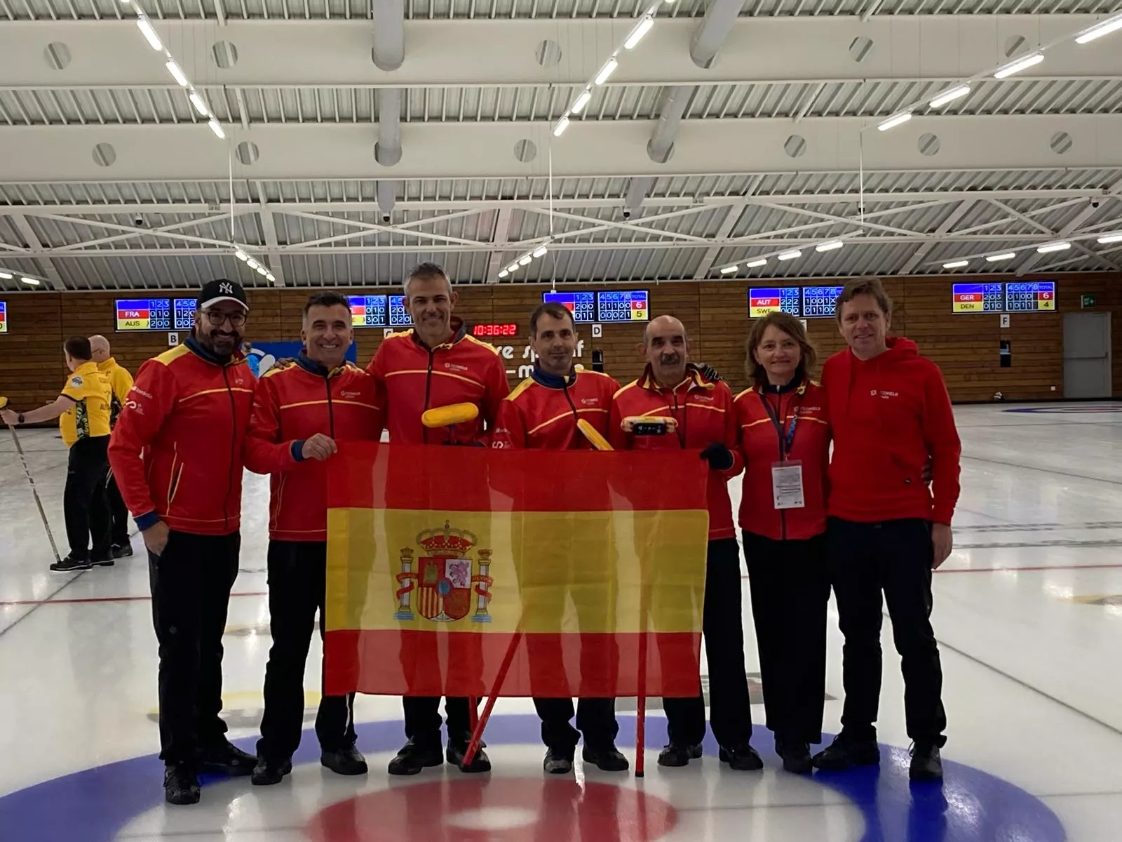 La selección española, integrada por jugadores del CH Jaca.