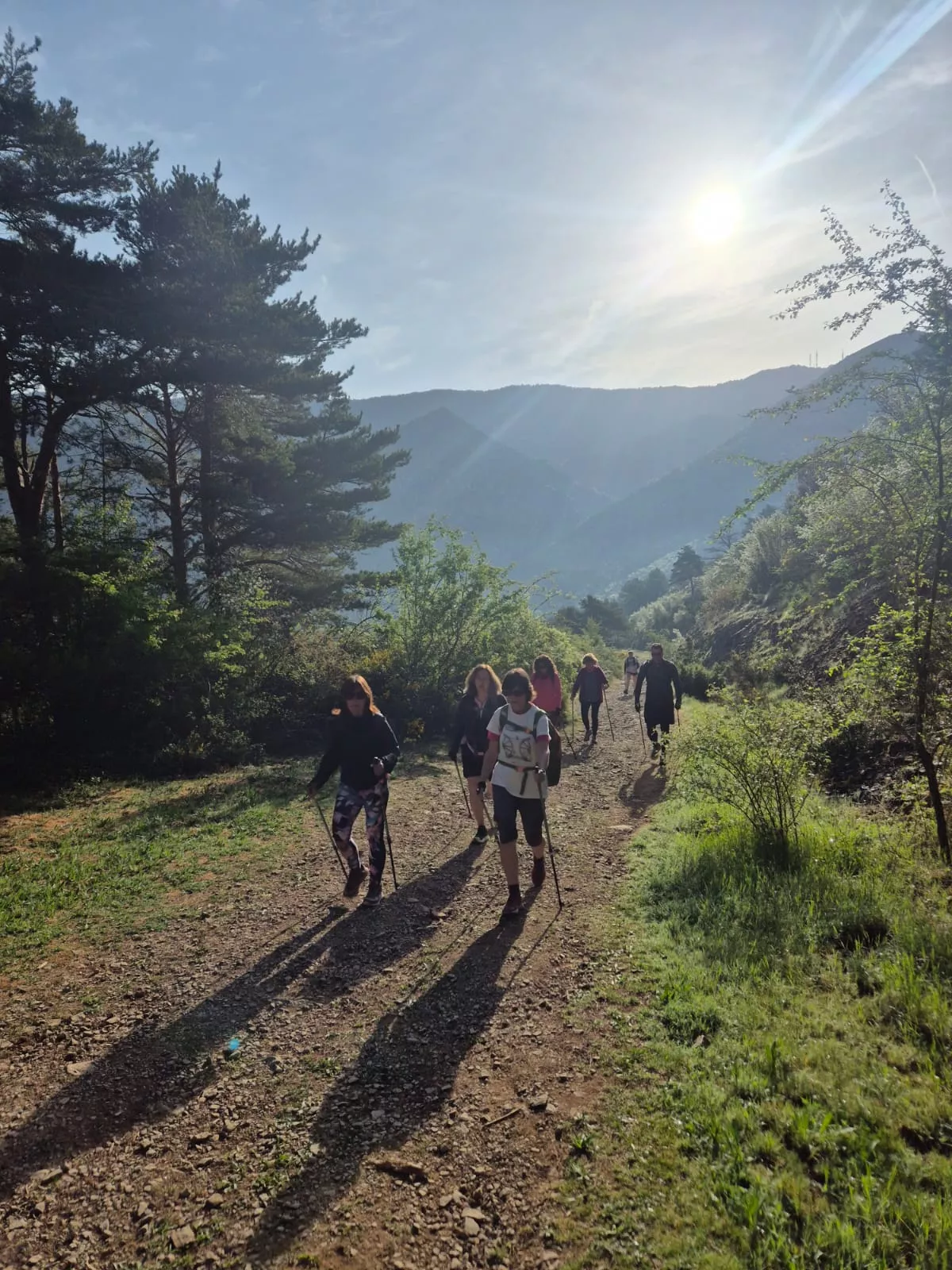 La sección de Marcha Nórdica del Club de Montaña Javieres, camino de Calma Alta