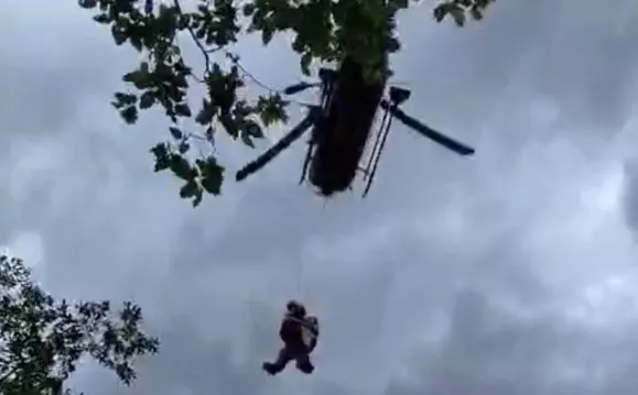 Rescate del ciclista en Aínsa