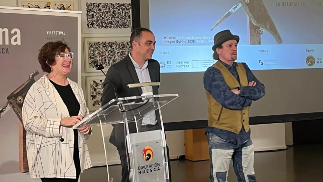 Begoña Puértolas, Carlos Sampériz y Luis Calvo. Foto Mercedes Manterola Begoña Puértolas, Carlos Sampériz y Luis Calvo. Foto Mercedes Manterola