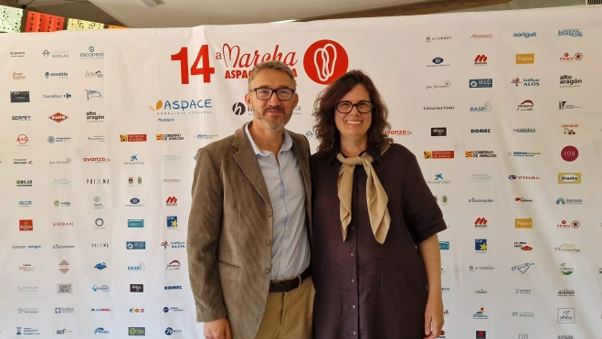 Anselmo Lalueza y Pilar Oliván. Almuerzo de agradecimiento por la Marcha Aspace 2026. Foto Myriam Martínez